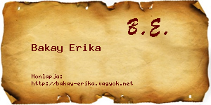 Bakay Erika névjegykártya